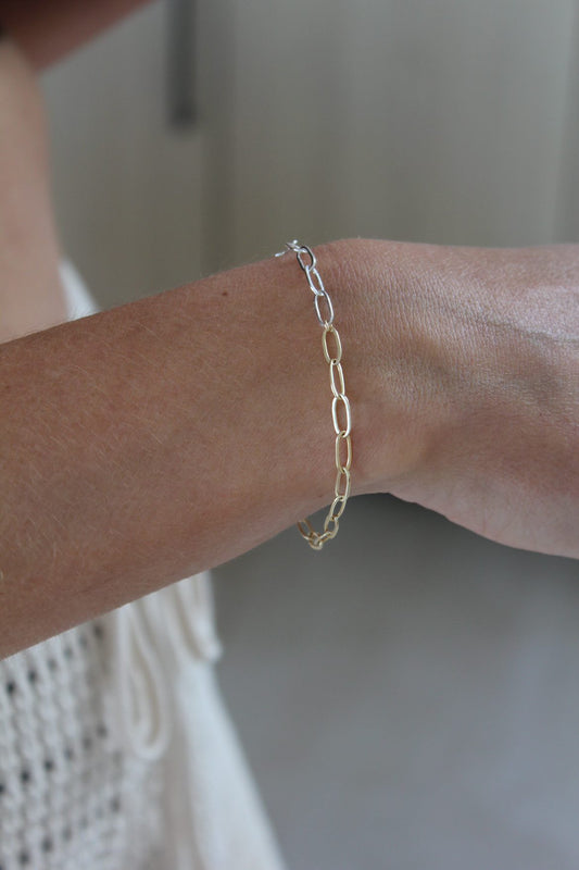 Mixed metal chain bracelet