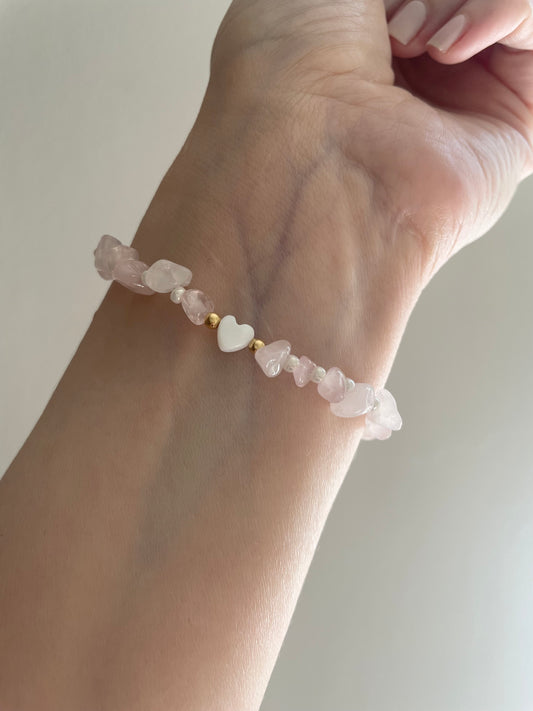 Rose quartz and Pearl bracelet