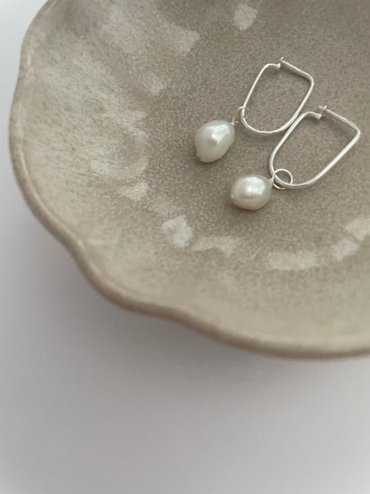 Olive pearl earrings